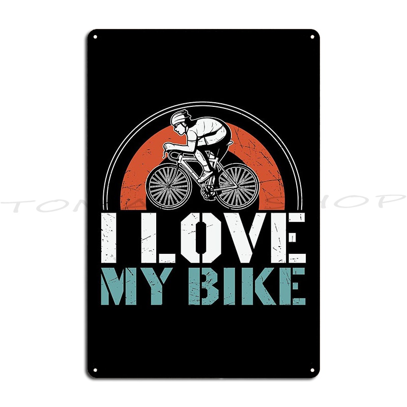 Mountain Biking Europe - أحب دراجتي - لافتة معدنية بتصميم